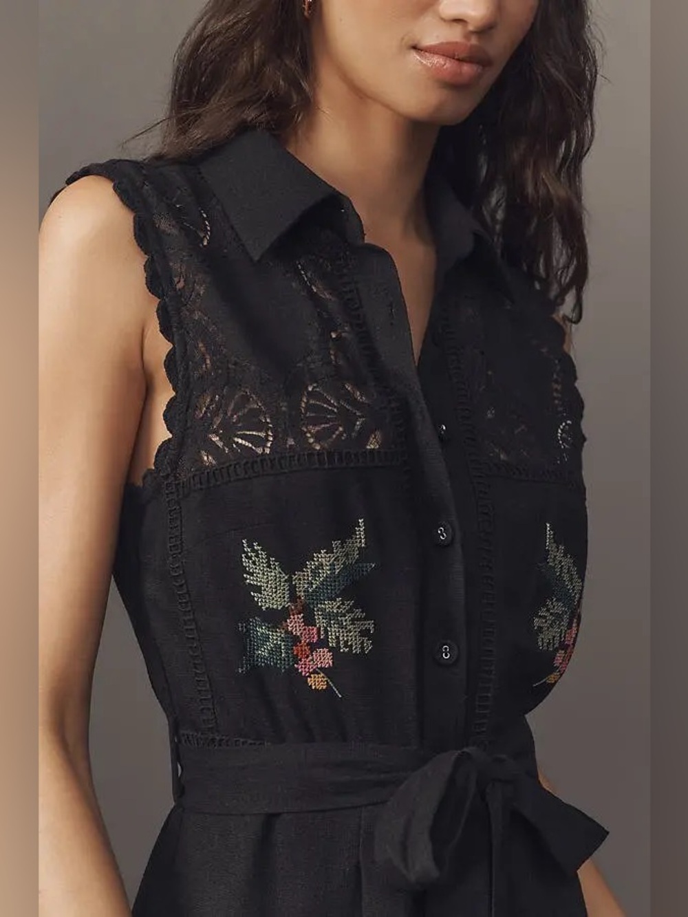 NWT Ranna Gill Belted Crochet Jumpsuit - Picture 3 of 4